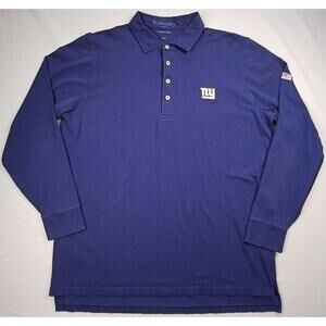 B. Draddy Polo Shirt Mens Medium Blue Long Sleeve New York Giants Logo Golf Flag